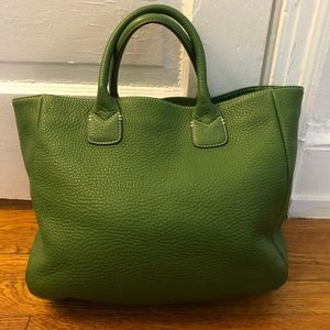 Ann Taylor green pebbled leather tote